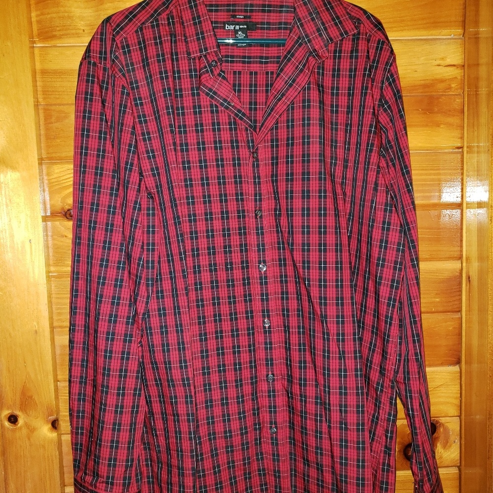 Red and  black mens button down